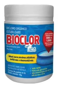 BIOCLOR TABS: desinfetante para piscinas. Ideal para as plásticas, inflável e desmontáveis 100g.